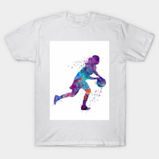 Basketball Girl Colorful Watercolor Silhouette T-Shirt